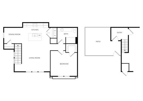 Floor plan for 1 bed, 1 bath, 1040 sqft